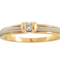 Vintage yellow and white diamond gold solitaire ring