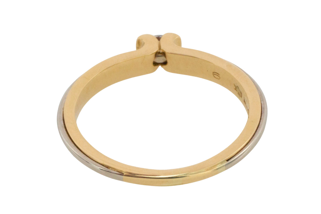 Vintage yellow and white diamond gold solitaire ring