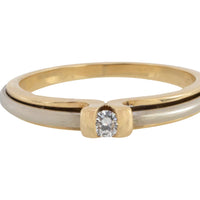 Vintage yellow and white diamond gold solitaire ring