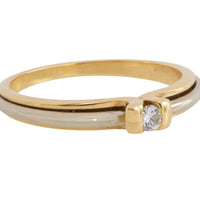 Vintage yellow and white diamond gold solitaire ring