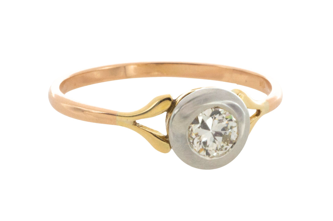 Old cut diamond solitaire ring in 18 carat gold