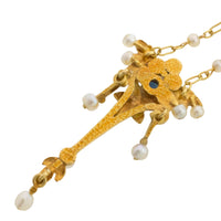 Art Nouvea pendant with pearls and sapphire