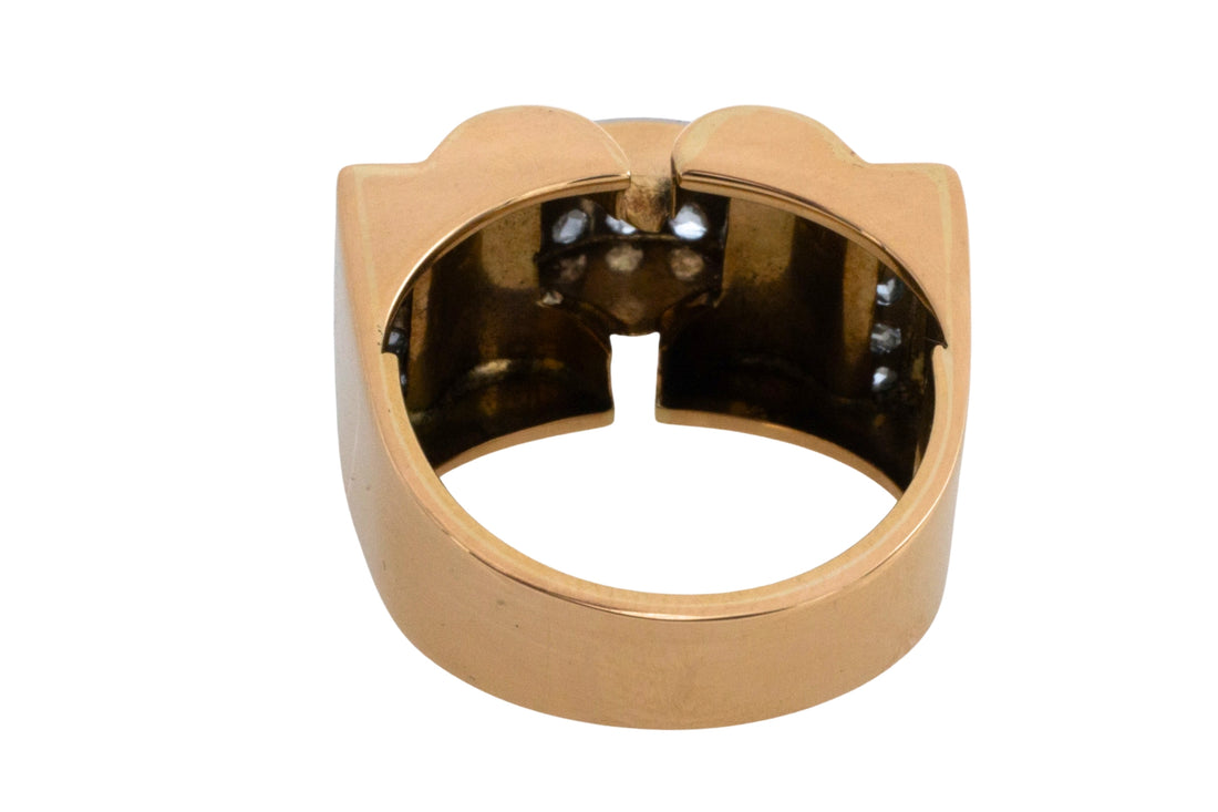 Art Deco rose diamond tank ring in 18 carat gold