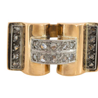 Art Deco rose diamond tank ring in 18 carat gold