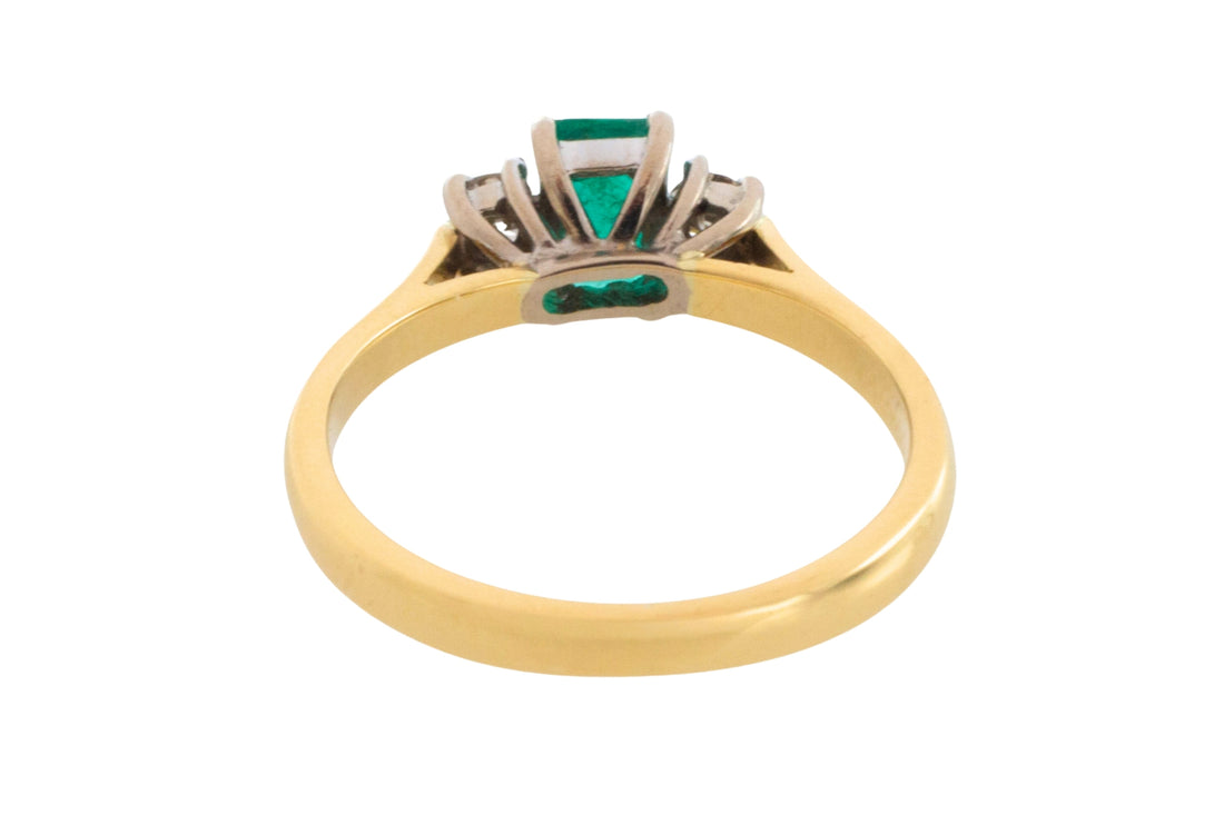 Emerald and diamond trilogy ring