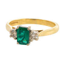 Emerald and diamond trilogy ring