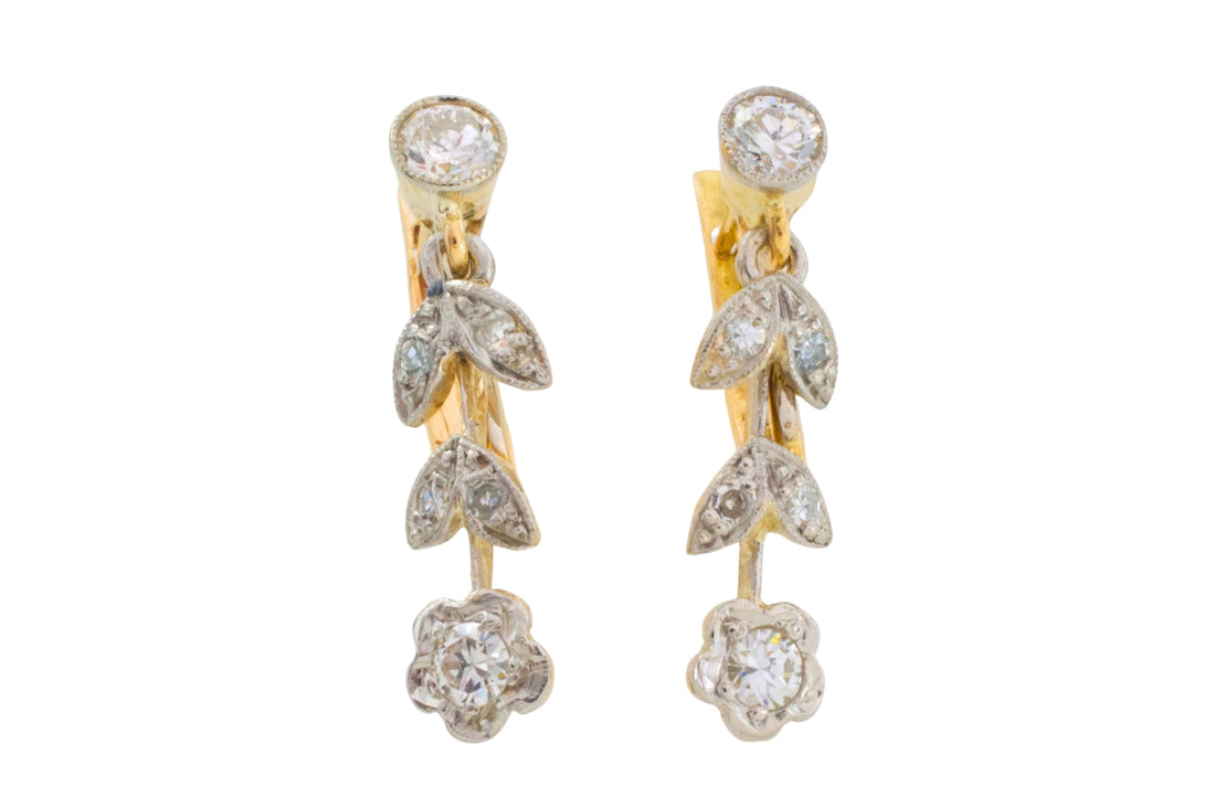 Vintage diamond pendant earrings