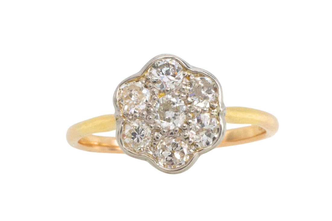 Edwardian old cut diamond cluster ring-Antique rings-The Antique Ring Shop