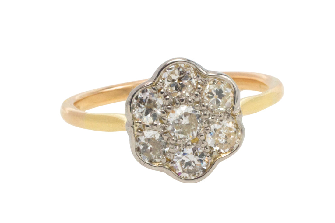 Edwardian old cut diamond cluster ring-Antique rings-The Antique Ring Shop