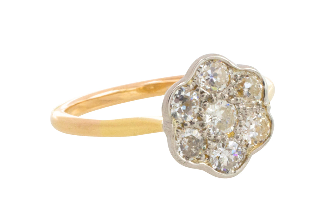 Edwardian old cut diamond cluster ring-Antique rings-The Antique Ring Shop
