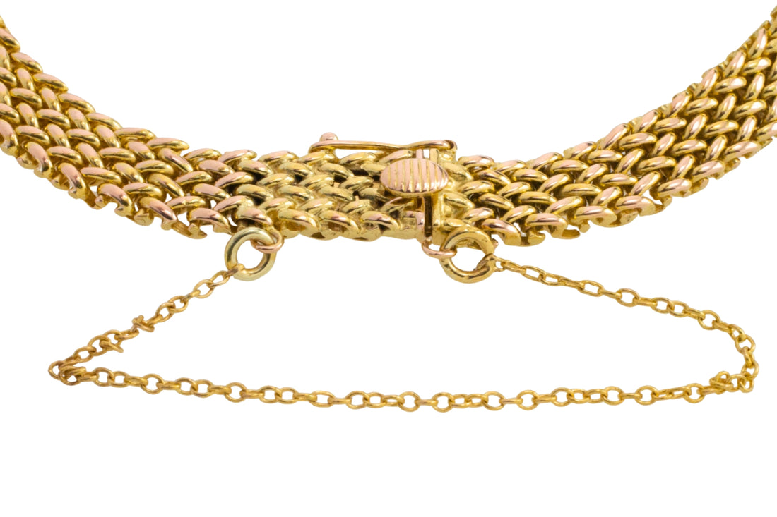Vintage mesh sapphires and diamond bracelet-Bracelets-The Antique Ring Shop