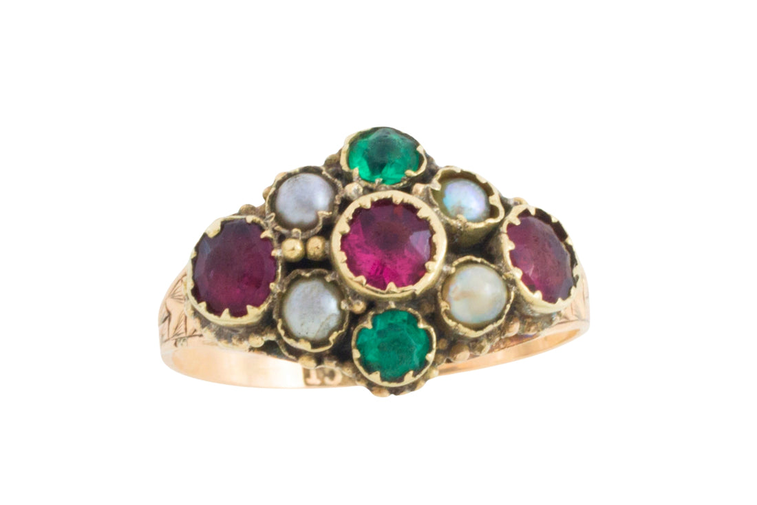 Victorian mourning paste and pearl ring-Antique rings-The Antique Ring Shop