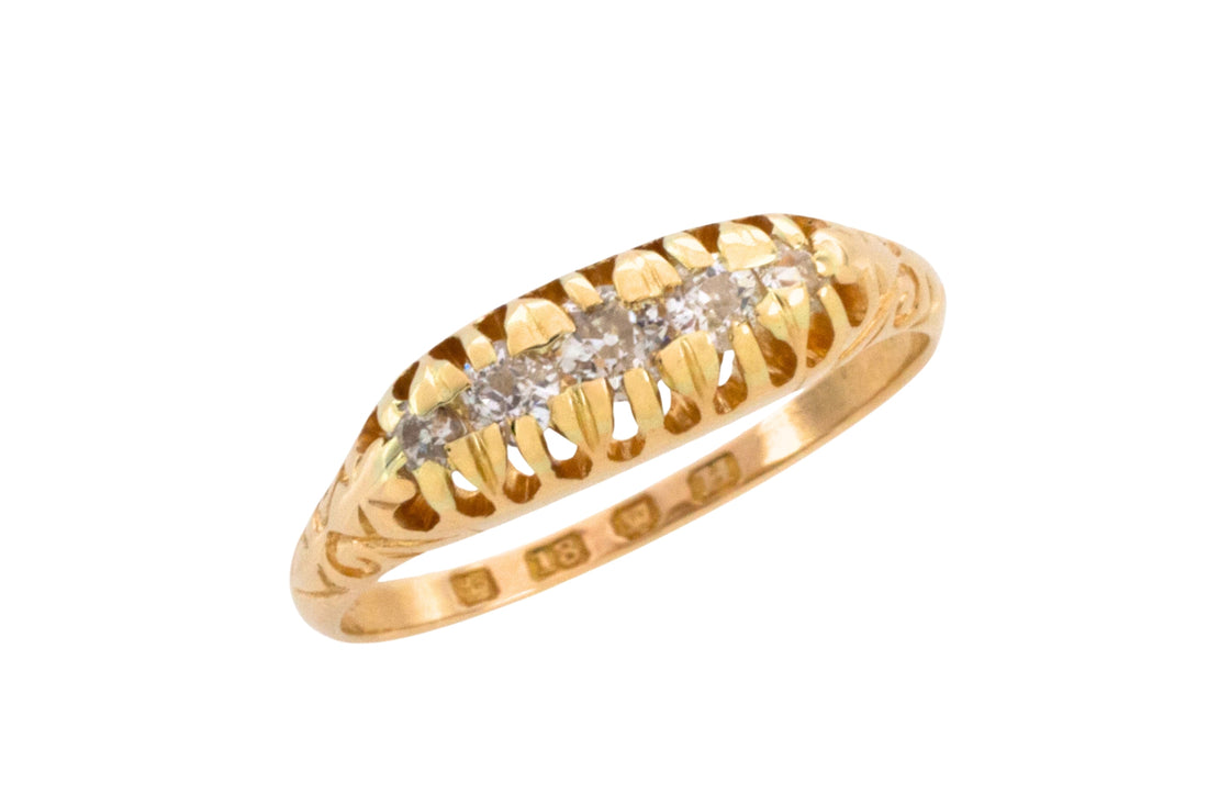 Victorian five stone old cut diamond ring from 1883-Antique rings-The Antique Ring Shop