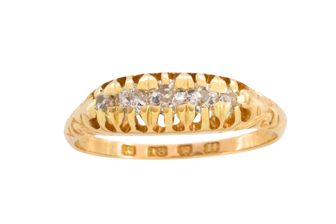 Victorian five stone old cut diamond ring from 1883-Antique rings-The Antique Ring Shop