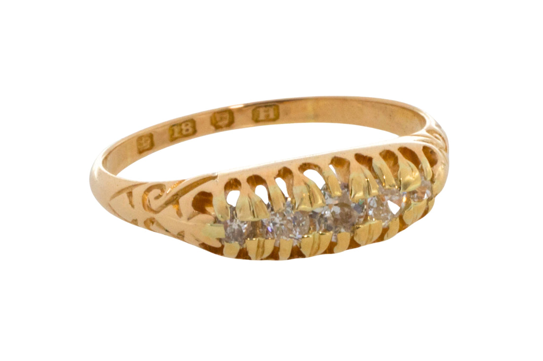 Victorian five stone old cut diamond ring from 1883-Antique rings-The Antique Ring Shop