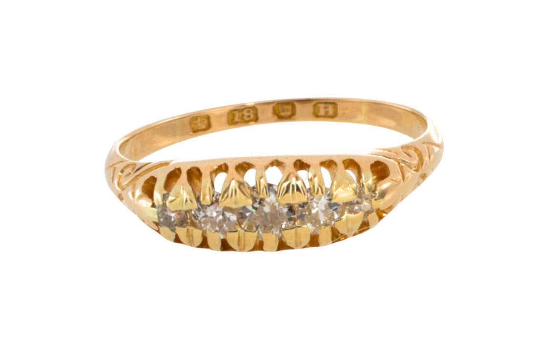 Victorian five stone old cut diamond ring from 1883-Antique rings-The Antique Ring Shop