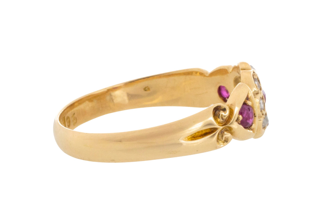 Edwardian ruby and rose cut diamond cluster ring from 1906-Antique rings-The Antique Ring Shop