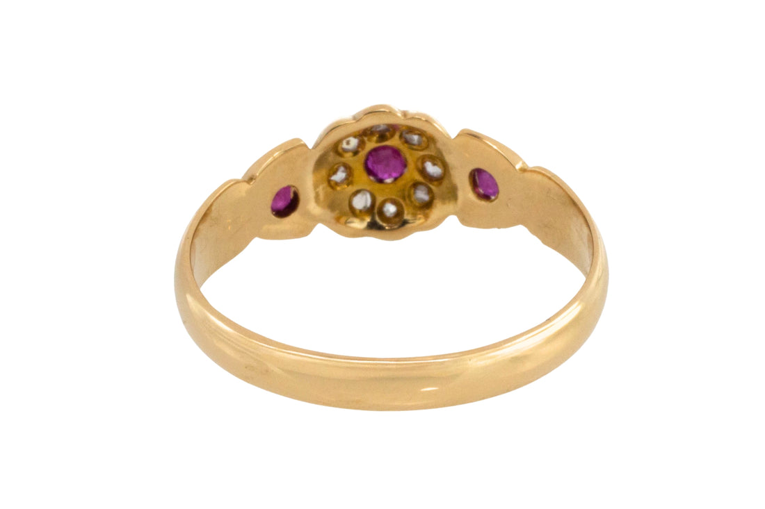 Edwardian ruby and rose cut diamond cluster ring from 1906-Antique rings-The Antique Ring Shop