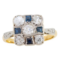Art Deco old cut diamond and sapphire ring-Antique rings-The Antique Ring Shop