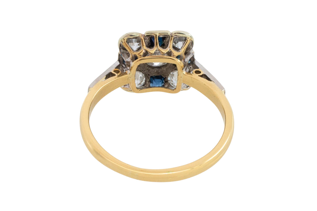 Art Deco old cut diamond and sapphire ring-Antique rings-The Antique Ring Shop