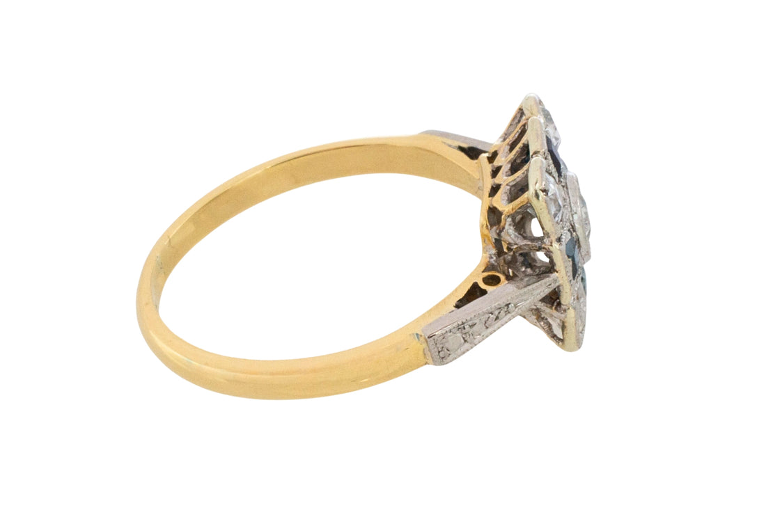 Art Deco old cut diamond and sapphire ring-Antique rings-The Antique Ring Shop