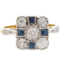 Art Deco old cut diamond and sapphire ring-Antique rings-The Antique Ring Shop