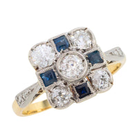 Art Deco old cut diamond and sapphire ring-Antique rings-The Antique Ring Shop