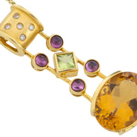 Gold pendant with citrine amethyst peridot and diamonds