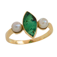 Vintage jade and pearl ring