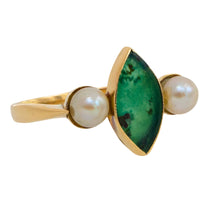 Vintage jade and pearl ring
