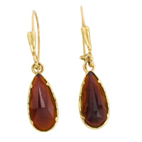 Garnet pendant earrings in 14 carat gold-Earrings-The Antique Ring Shop