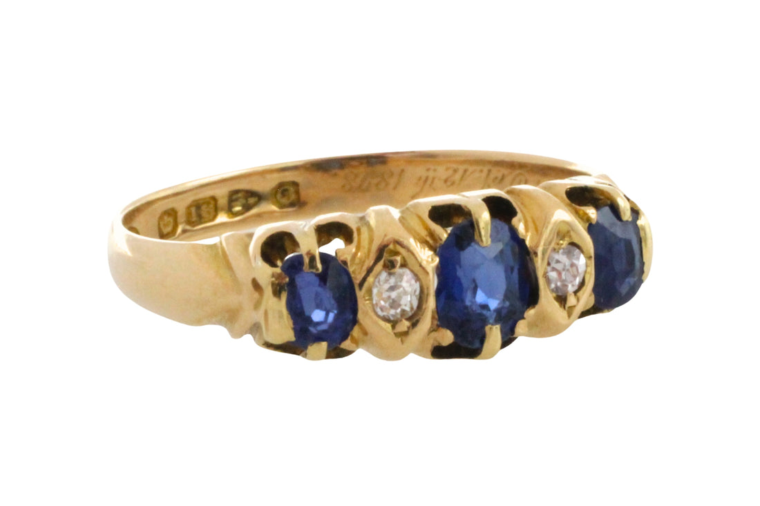 Victorian sapphire and diamond ring from 1897-Antique rings-The Antique Ring Shop
