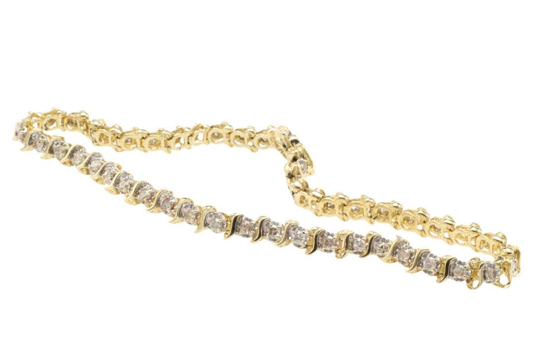 Vintage diamond bracelet in yellow and white gold-Bracelets-The Antique Ring Shop