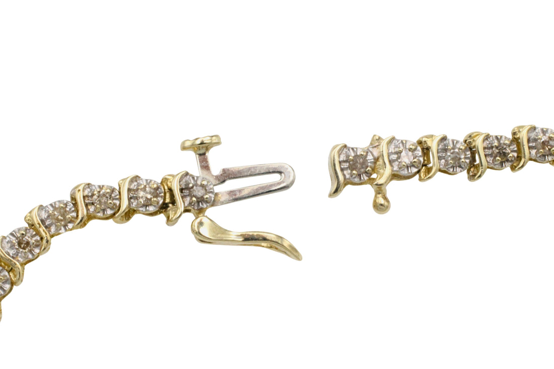 Vintage diamond bracelet in yellow and white gold-Bracelets-The Antique Ring Shop