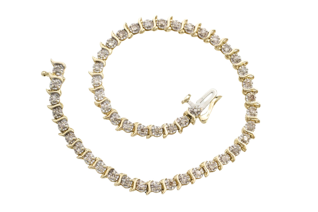 Vintage diamond bracelet in yellow and white gold-Bracelets-The Antique Ring Shop