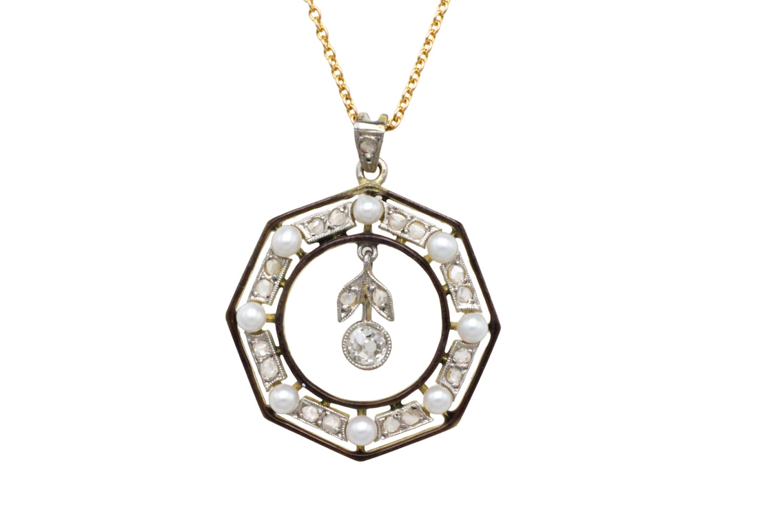 Belle Epoque pendant with diamonds and pearls