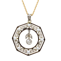 Belle Epoque pendant with diamonds and pearls