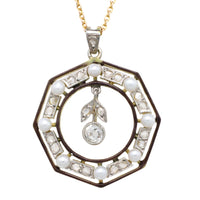 Belle Epoque pendant with diamonds and pearls