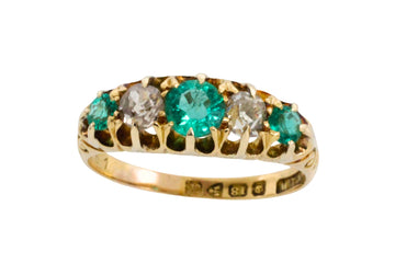 Edwardian emerald and diamond ring from 1908-Antique rings-The Antique Ring Shop
