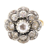 Vintage rose diamond ring in silver and gold