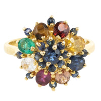 Multi gem ring in 14 carat gold
