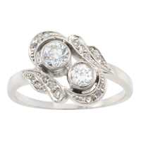 Antique Toi et Moi old cut diamond ring