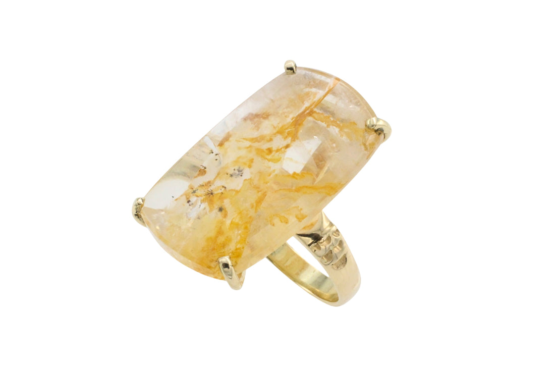 Large rock crystal ring in 14 carat gold-Vintage Rings-The Antique Ring Shop