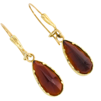 Garnet pendant earrings in 14 carat gold-Earrings-The Antique Ring Shop