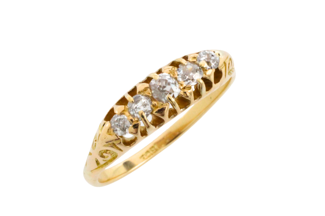 Edwardian five stone old cut diamond ring-Antique rings-The Antique Ring Shop
