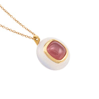 Rhodochrosite and agate pendant in 18 carat gold