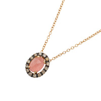 Rhodochrosite and diamond pendant in 18 carat gold