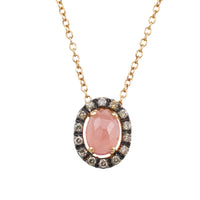 Rhodochrosite and diamond pendant in 18 carat gold