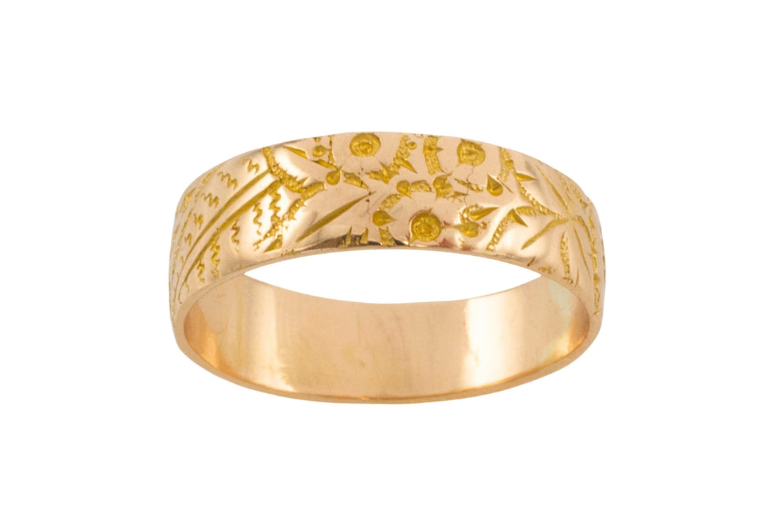 Antique band with floral motif from 1900-The Antique Ring Shop