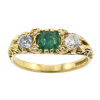 Vintage emerald and diamond ring-Vintage Rings-The Antique Ring Shop